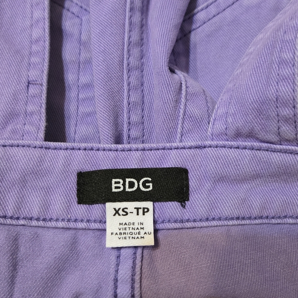 BDG Women's Purple Short Overalls - Picture 6 of 7